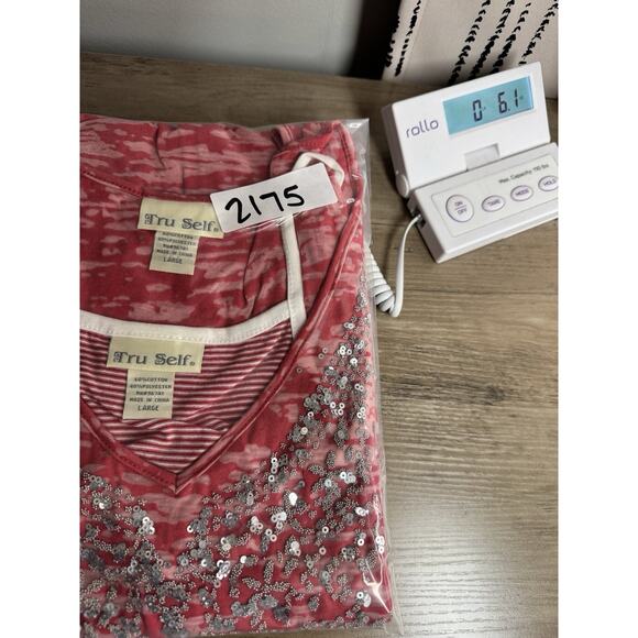 Vintage Y2K Layered Tank Womens L Red Burnout Sequin Stripe Rock Long Length‎ - Picture 14 of 14